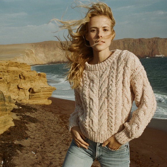 Doen Sweaters - Doen Bee Pink Cable Knit Chunky Sweater Size Size M